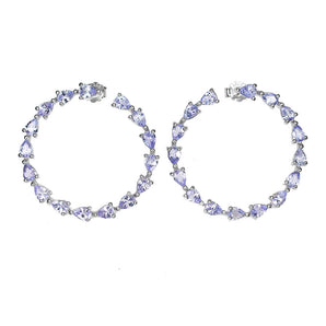 Unheated Pear Tanzanite 4x3mm 14K White Gold Plate 925 Sterling Silver Earrings