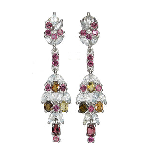 Unheated Oval Tourmaline 4x3mm Aquamarine Gems 925 Sterling Silver Earrings