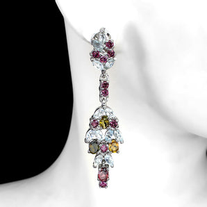 Unheated Oval Tourmaline 4x3mm Aquamarine Gems 925 Sterling Silver Earrings