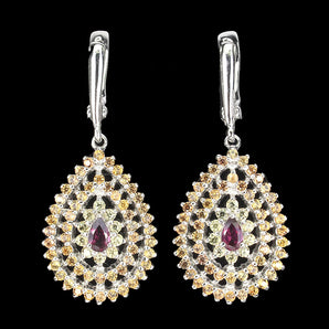 Unheated Pear Pink Rhodolite Garnet 5x3mm Sapphire 925 Sterling Silver Earrings
