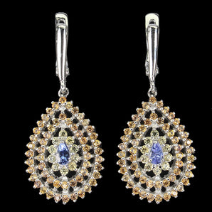 Unheated Pear Blue Tanzanite 5x3mm Sapphire 925 Sterling Silver Earrings