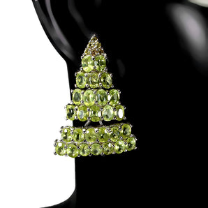 Unheated Oval Peridot 4x3mm Sapphire Diamond Cut 925 Sterling Silver Earrings