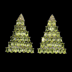 Unheated Oval Peridot 4x3mm Sapphire Diamond Cut 925 Sterling Silver Earrings