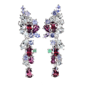 Unheated Pear Pink Rhodolite 6x4mm Aquamarine Gems 925 Sterling Silver Earrings