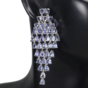 Unheated Pear Tanzanite 4x3mm 14K White Gold Plate 925 Sterling Silver Earrings
