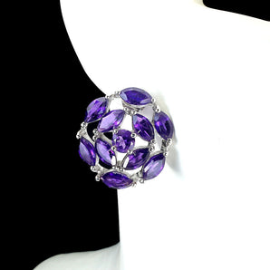 Unheated Marquise Amethyst 8x4mm White Gold Plate 925 Sterling Silver Earrings