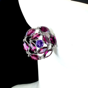 Unheated Marquise Rhodolite Garnet 8x4mm Amethyst 925 Sterling Silver Earrings