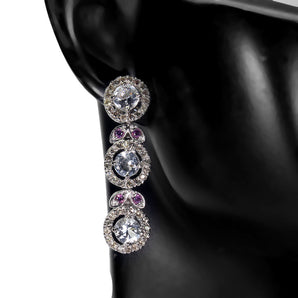 Unheated Round Aquamarine Rhodolite Garnet Sapphire 925 Sterling Silver Earrings
