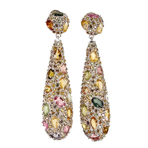 925 Sterling Silver Earrings Oval Tourmaline Citrine Sapphire Gemstone Jewelry