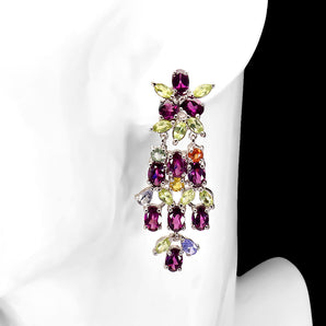 Unheated Oval Rhodolite 6x4mm Peridot Sapphire Gems 925 Sterling Silver Earrings