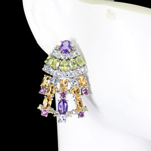 Unheated Oval Amethyst 6x4mm Citrine Sapphire Gems 925 Sterling Silver Earrings