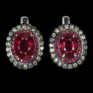 925 Sterling Silver Earrings Ruby 8x6mm Ruby Myanmar Sapphire Gemstone jewelry