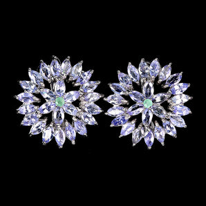 925 Sterling Silver Earrings Marquise Tanzanite 5x2.5mm Natural Gemstone Jewelry