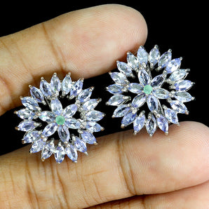 925 Sterling Silver Earrings Marquise Tanzanite 5x2.5mm Natural Gemstone Jewelry