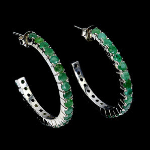925 Sterling Silver Earrings Round Emerald 3mm Natural Gemstone Jewelry