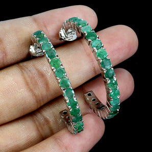 925 Sterling Silver Earrings Round Emerald 3mm Natural Gemstone Jewelry