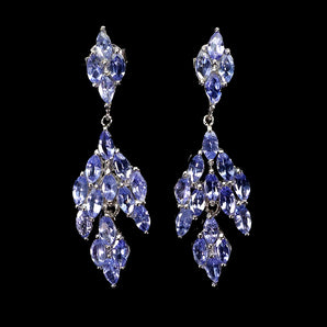 925 Sterling Silver Earrings Marquise Tanzanite 5x2.5mm Natural Gemstone Jewelry
