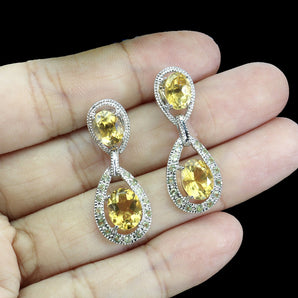 925 Sterling Silver Earrings Oval Citrine 9x7mm Peridot Natural Gemstone Jewelry