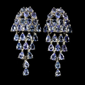 925 Sterling Silver Earrings Pear Tanzanite 4x3mm Natural Gemstone Jewelry