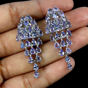 925 Sterling Silver Earrings Pear Tanzanite 4x3mm Natural Gemstone Jewelry