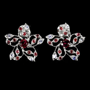 925 Sterling Silver Earrings Round Rhodolite 4mm Tanzanite Gemstone Jewelry