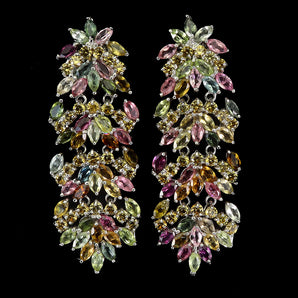 925 Sterling Silver Earrings Marquise Tourmaline Sapphire Gemstone Jewelry