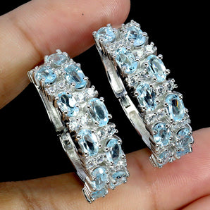 925 Sterling Silver Earrings Oval Sky Blue Topaz 5x3mm Topaz Gemstone Jewelry