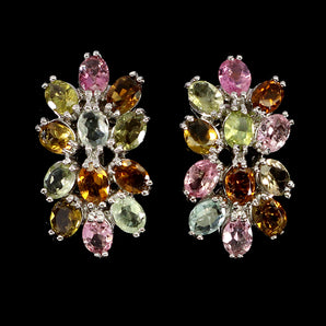 925 Sterling Silver Earrings Oval Tourmaline 4x3mm Natural Gemstone Jewelry