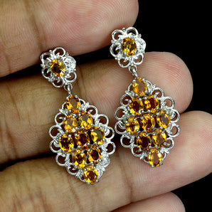 925 Sterling Silver Earrings Oval Citrine 4x3mm Natural Gemstone Jewelry