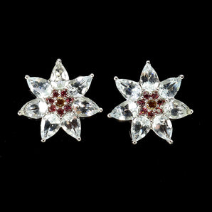 925 Sterling Silver Earrings Pear Aquamarine Rhodolite Sapphire Gemstone Jewelry