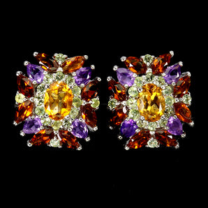 925 Sterling Silver Earrings Oval Citrine 7x5mm Amethyst Gemstone Jewelry