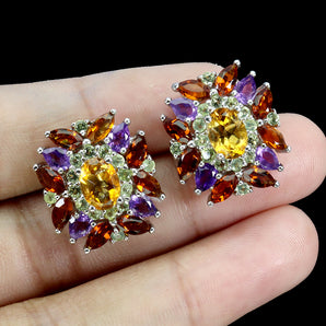 925 Sterling Silver Earrings Oval Citrine 7x5mm Amethyst Gemstone Jewelry