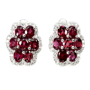 925 Sterling Silver Earrings Oval Rhodolite Garnet 4x3mm Gemstone Jewelry