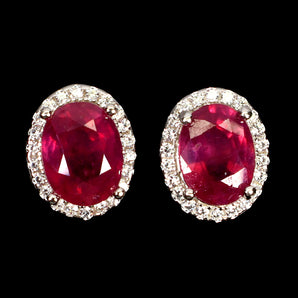 925 Sterling Silver Earrings Oval Ruby 8x6mm Natural Gemstone Jewelry