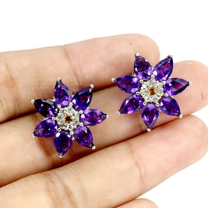 925 Sterling Silver Earrings Pear Amethyst 6x4mm Sapphire Topaz Gemstone Jewelry