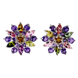 925 Sterling Silver Earrings Marquise Tourmaline Amethyst Citrine Gemstone