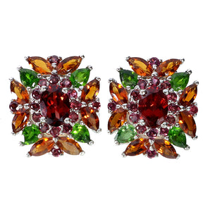 925 Sterling Silver Earrings Oval Mozambique Citrine Rhodolite Gemstone Jewelry
