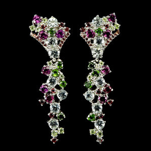 925 Sterling Silver Earrings Round Aquamarine Peridot Sapphire Gemstone Jewelry