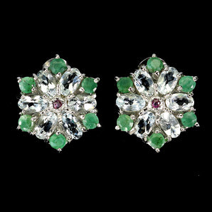 925 Sterling Silver Earrings Oval Aquamarine 5x3mm Emerald Gemstone Jewelry