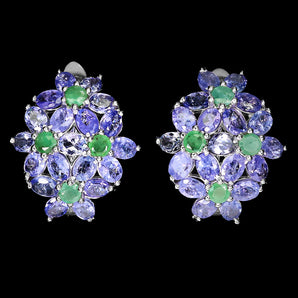 925 Sterling Silver Earrings Oval Tanzanite 4x3mm Emerald Gemstone Jewelry