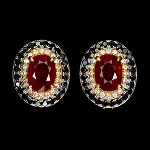 925 Sterling Silver Earrings Oval Ruby 7x5mm Spinel Natural Gemstone Jewelry