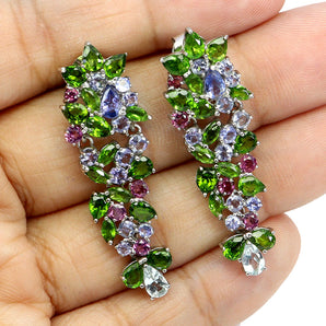 925 Sterling Silver Earrings Pear Aquamarine 5x3mm Tanzanite Gemstone Jewelry