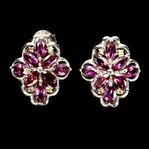 925 Sterling Silver Earrings Marquise Rhodolite Garnet Sapphire Gemstone Jewelry