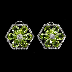925 Sterling Silver Earrings Pear Peridot 7x5mm Natural Gemstone Jewelry