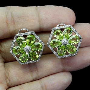 925 Sterling Silver Earrings Pear Peridot 7x5mm Natural Gemstone Jewelry
