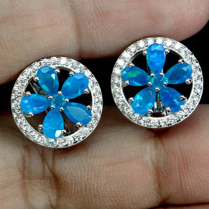 925 Sterling Silver Earrings Pear Apatite 5x3mm Natural Gemstone Jewelry
