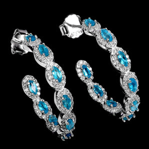 925 Sterling Silver Earrings Marquise Apatite Natural Gemstone Jewelry