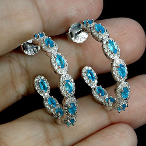 925 Sterling Silver Earrings Marquise Apatite Natural Gemstone Jewelry