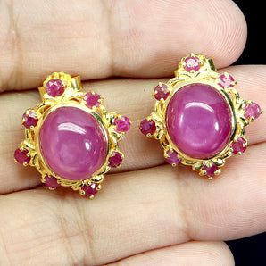 925 Sterling Silver Earrings Oval Ruby 11x10mm Natural Gemstone Jewelry