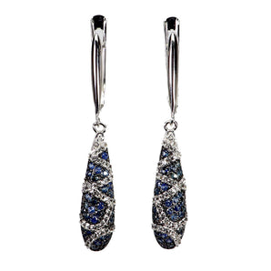 925 Sterling Silver Earrings Blue Sapphire Round Diamond Cut Topaz Gemstone